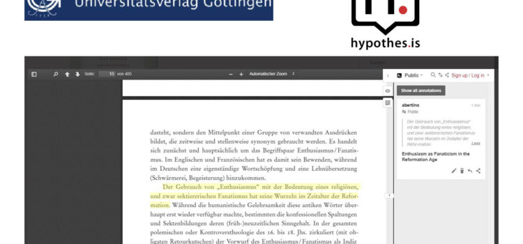 Göttingen University Press Platform supports Annotation via Hypothes.is